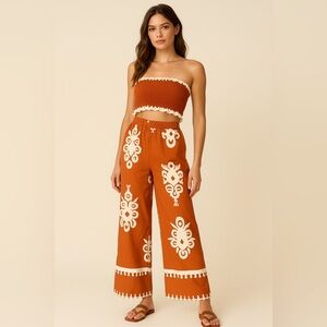 Strapless Crop Top & Palazzo Pants Two Peice Set NWT